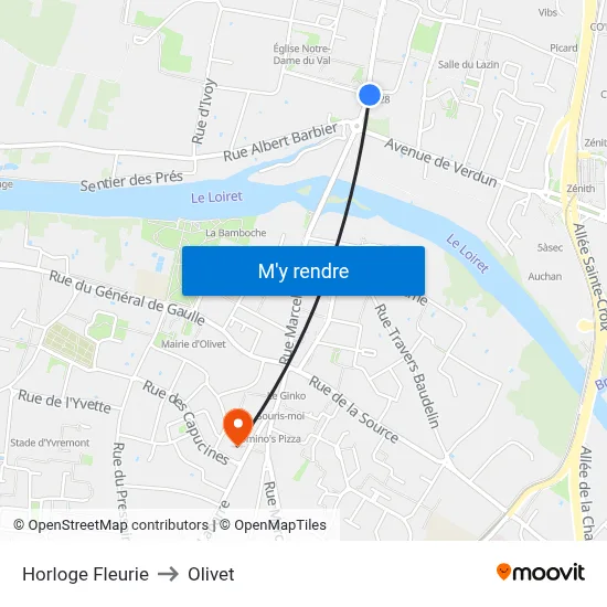 Horloge Fleurie to Olivet map