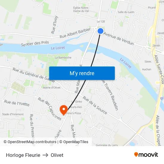 Horloge Fleurie to Olivet map