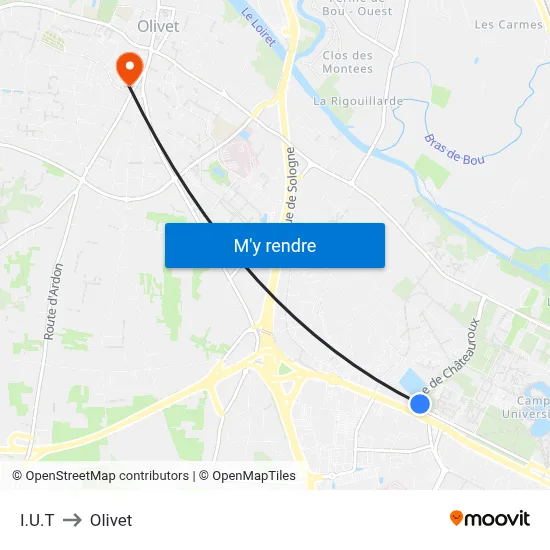I.U.T to Olivet map