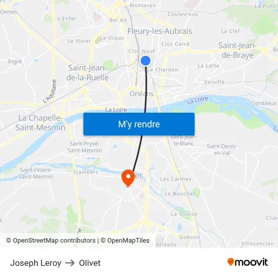 Joseph Leroy to Olivet map