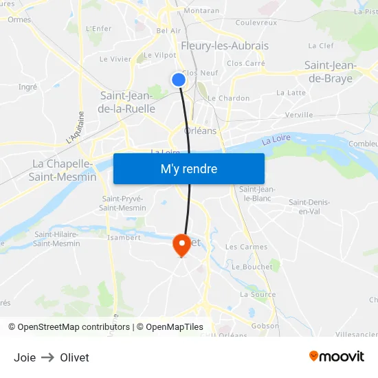 Joie to Olivet map