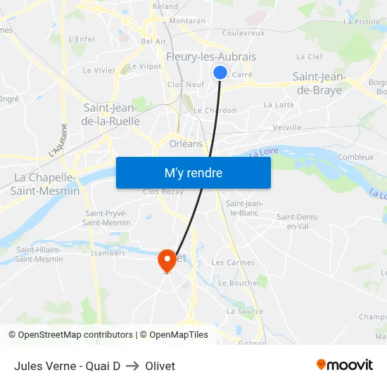 Jules Verne - Quai D to Olivet map