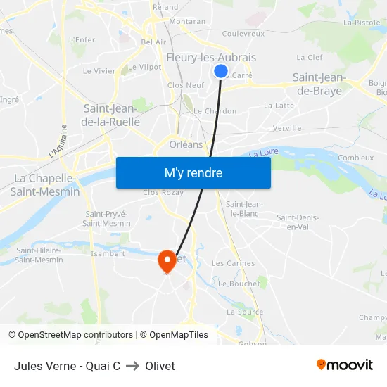 Jules Verne - Quai C to Olivet map