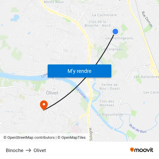 Binoche to Olivet map