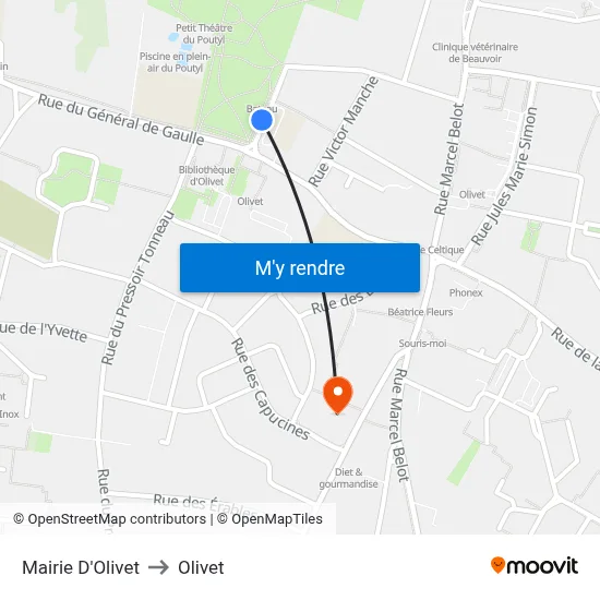 Mairie D'Olivet to Olivet map