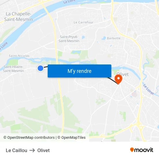 Le Caillou to Olivet map