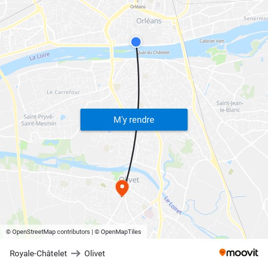 Royale-Châtelet to Olivet map