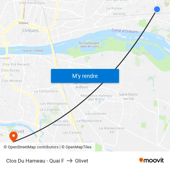 Clos Du Hameau - Quai F to Olivet map