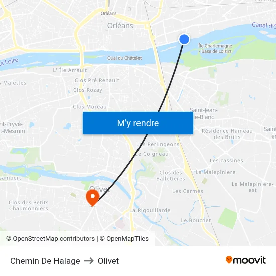 Chemin De Halage to Olivet map