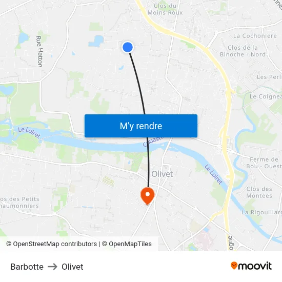 Barbotte to Olivet map