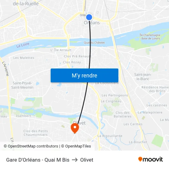 Gare D'Orléans - Quai M Bis to Olivet map