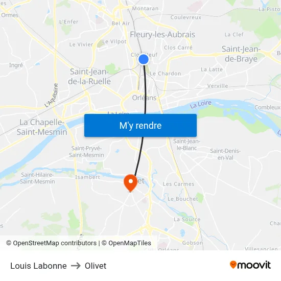 Louis Labonne to Olivet map