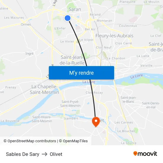 Sables De Sary to Olivet map