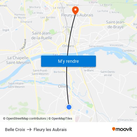 Belle Croix to Fleury les Aubrais map