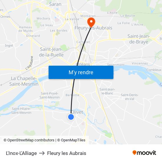L'Inox-L'Alliage to Fleury les Aubrais map