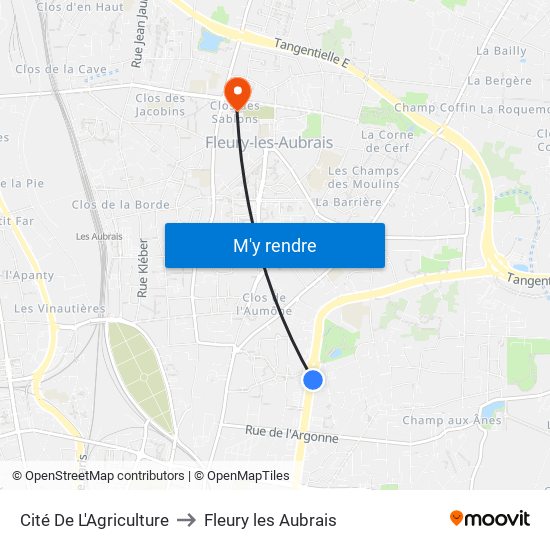 Cité De L'Agriculture to Fleury les Aubrais map