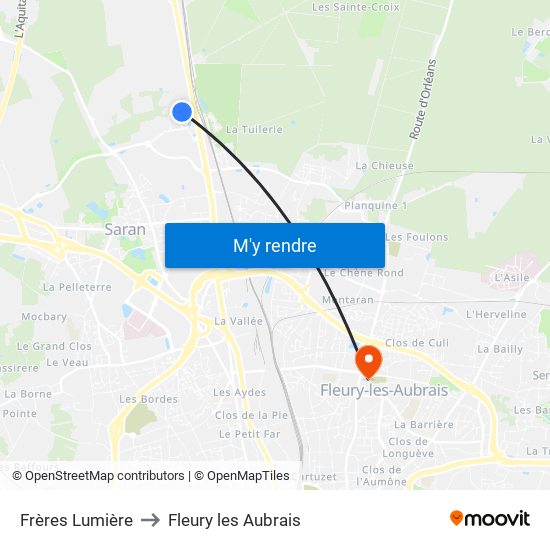 Frères Lumière to Fleury les Aubrais map