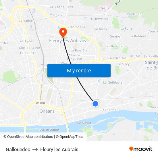 Gallouédec to Fleury les Aubrais map