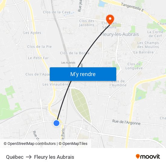 Québec to Fleury les Aubrais map