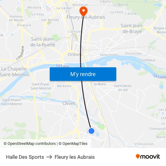 Halle Des Sports to Fleury les Aubrais map