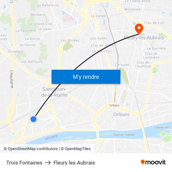 Trois Fontaines to Fleury les Aubrais map