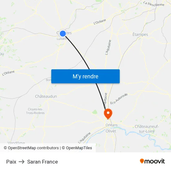 Paix to Saran France map