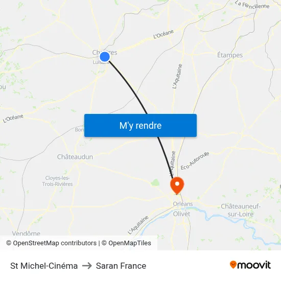 St Michel-Cinéma to Saran France map