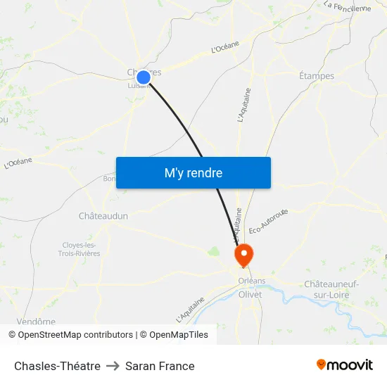 Chasles-Théatre to Saran France map