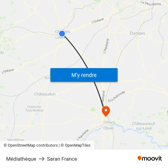 Médiathèque to Saran France map