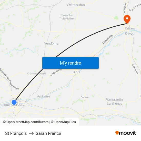St François to Saran France map