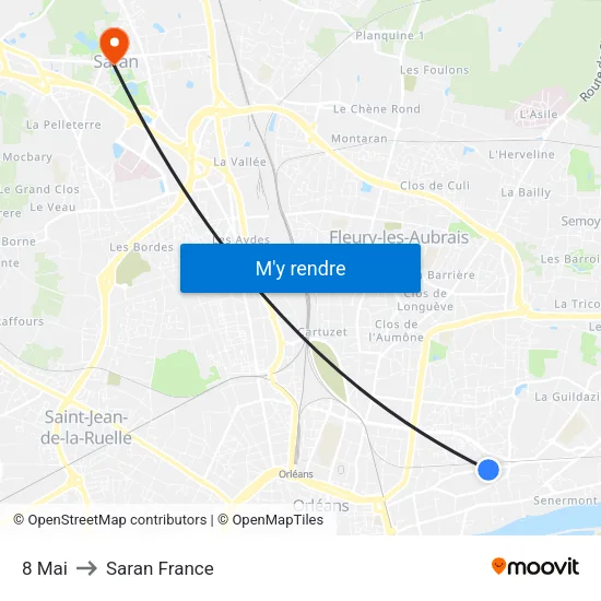 8 Mai to Saran France map