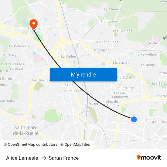Alice Lemesle to Saran France map