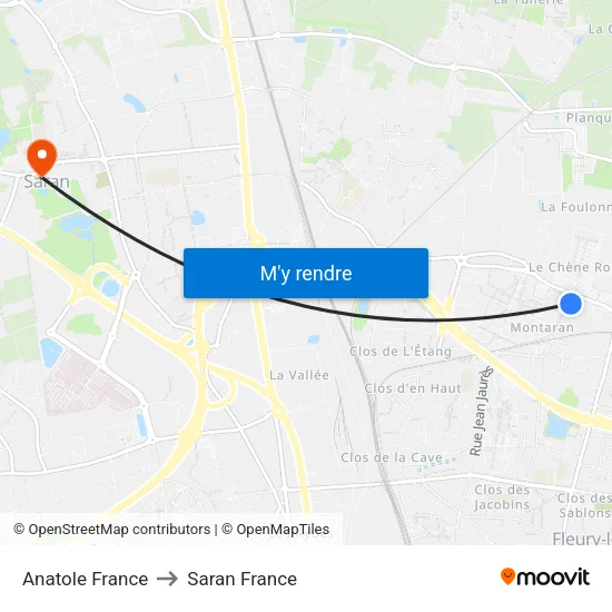 Anatole France to Saran France map