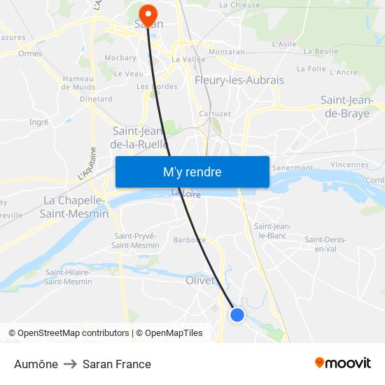 Aumône to Saran France map