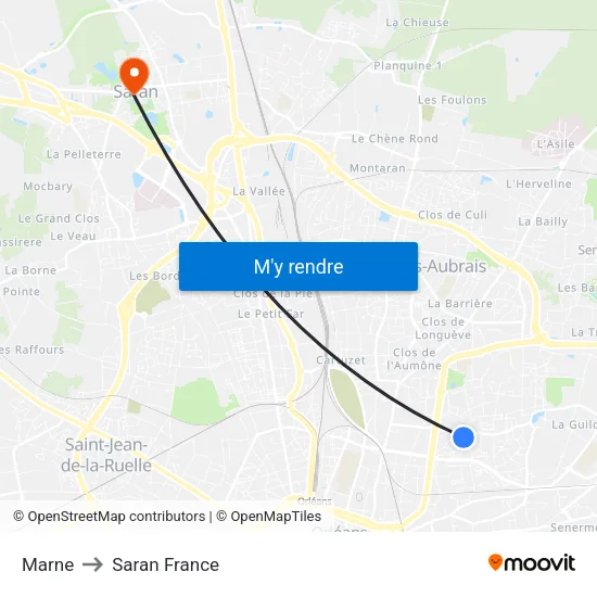 Marne to Saran France map