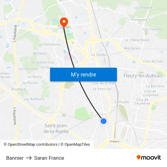 Bannier to Saran France map