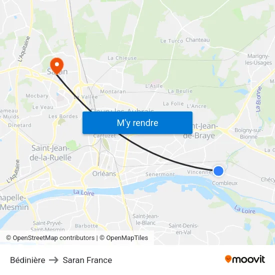 Bédinière to Saran France map