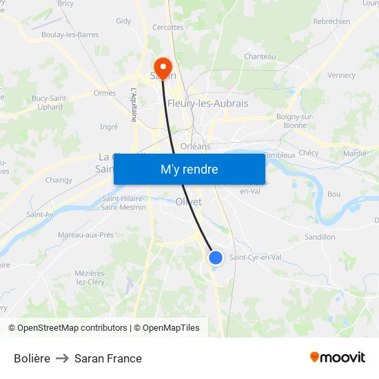Bolière to Saran France map