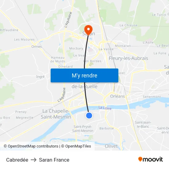 Cabredée to Saran France map
