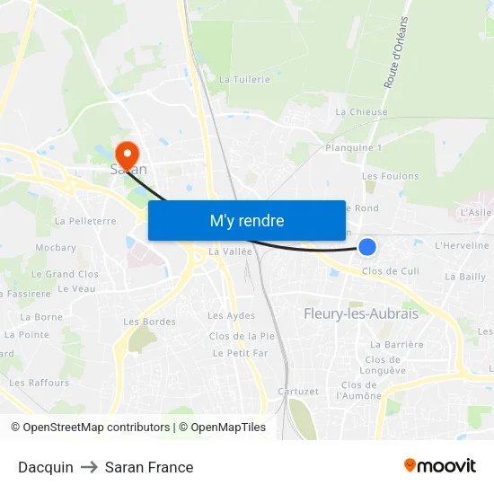 Dacquin to Saran France map