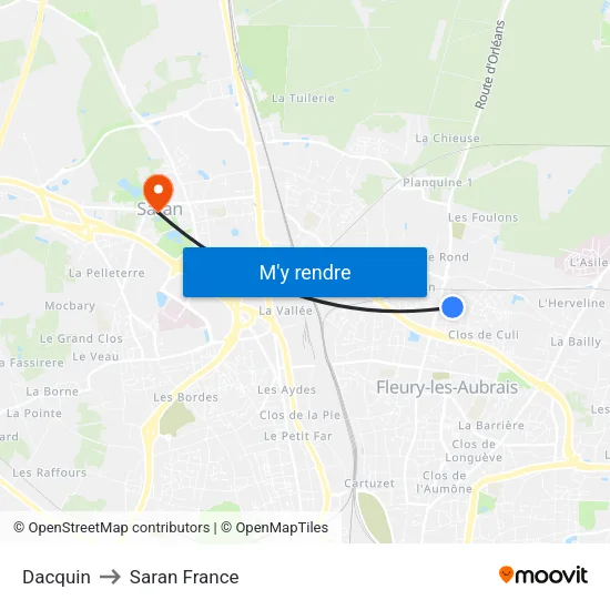 Dacquin to Saran France map