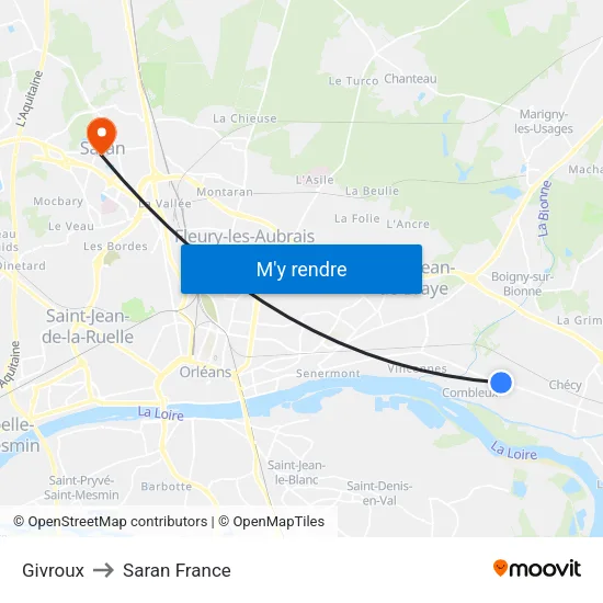Givroux to Saran France map