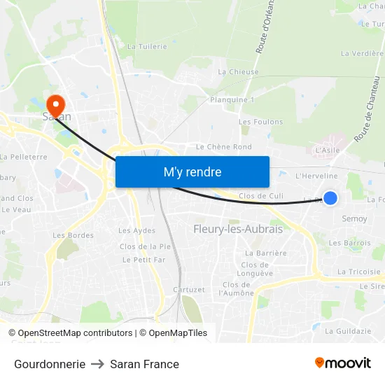 Gourdonnerie to Saran France map