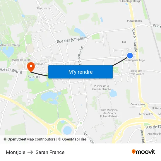 Montjoie to Saran France map