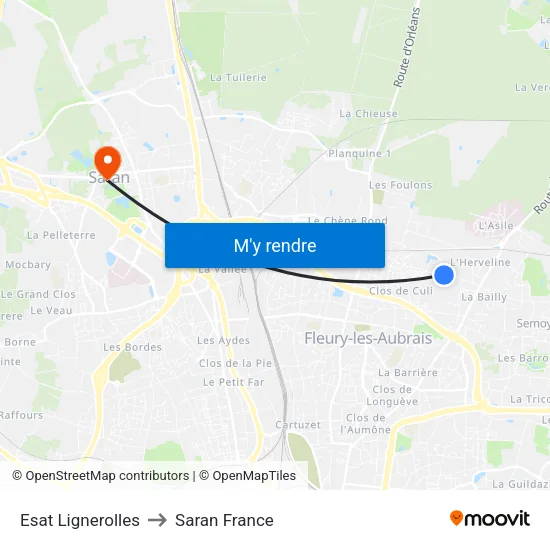 Esat Lignerolles to Saran France map