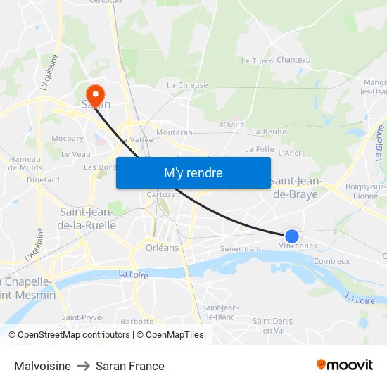 Malvoisine to Saran France map