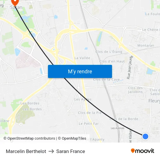 Marcelin Berthelot to Saran France map