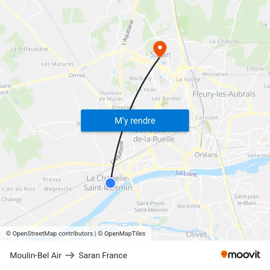 Moulin-Bel Air to Saran France map
