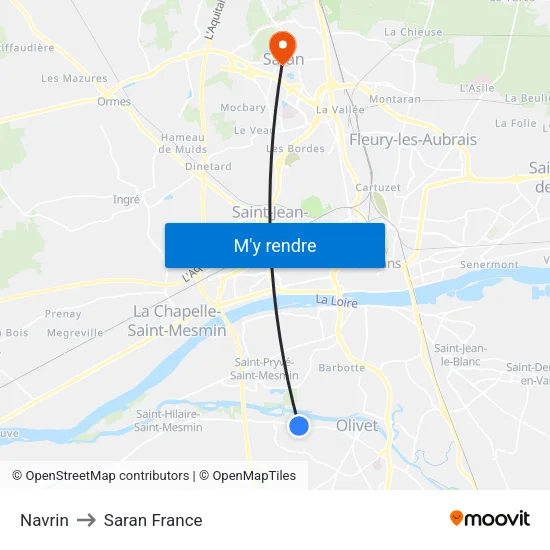Navrin to Saran France map