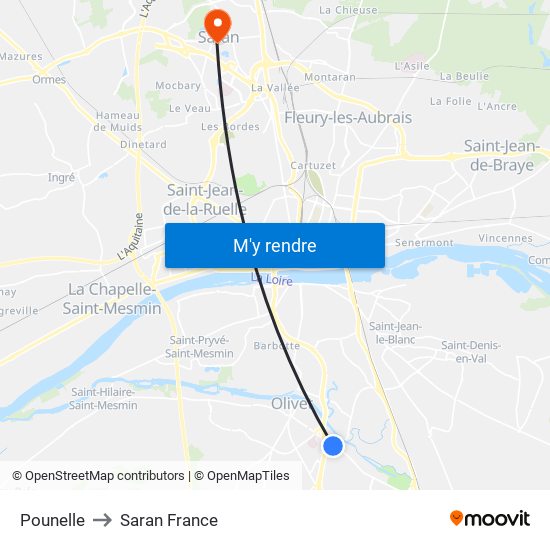 Pounelle to Saran France map